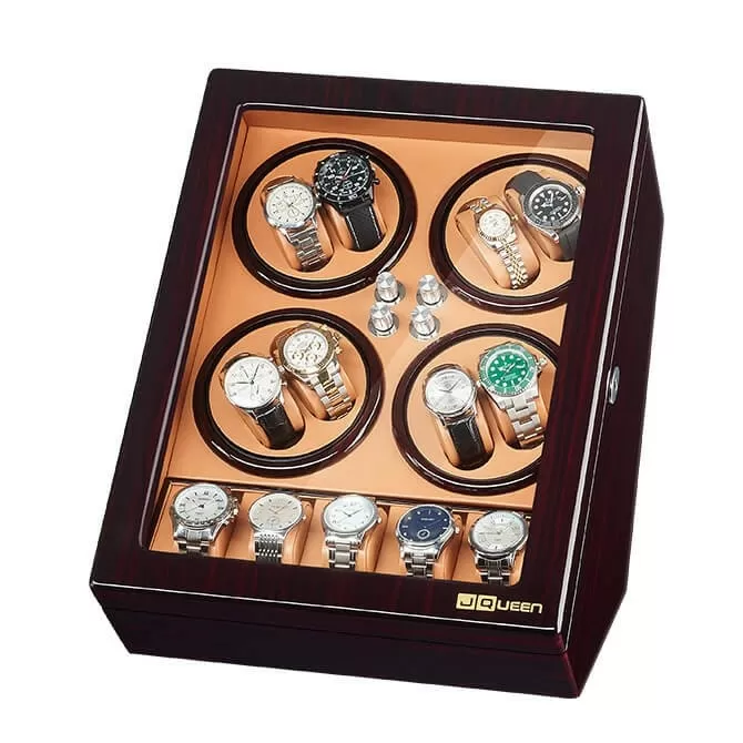 Jqueen 8 Watch Winders Box Wooden Brown with 5 Storages