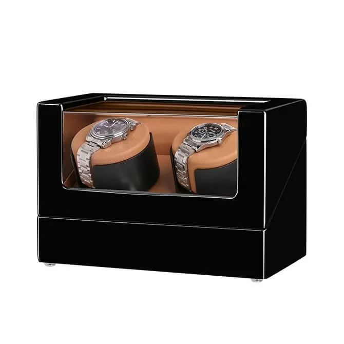 Jqueen Double Watch Winders Box Wood Black