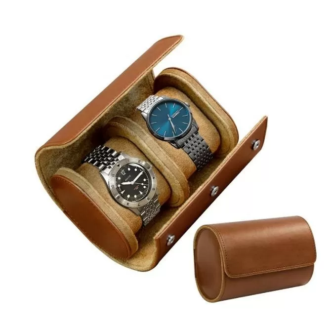 Jqueen Double Watch Roll Leather Brown