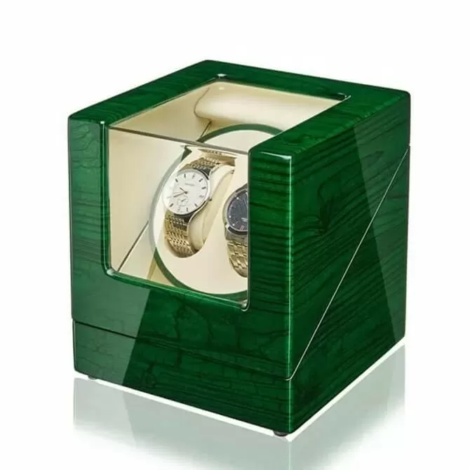 Jqueen Double Watch Winders Box Wood Green