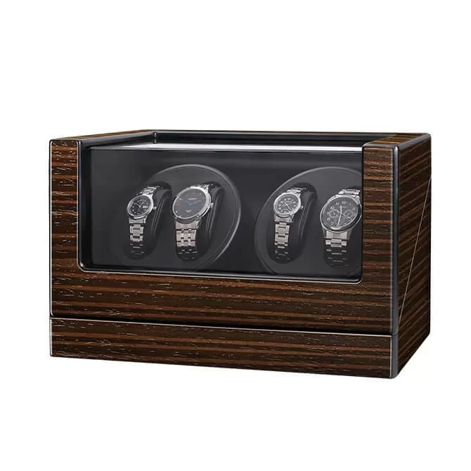 Jqueen Quad Watch Winders Box Wood Brown with 21 Rotation Modes