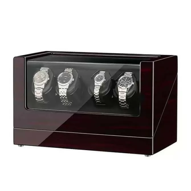 Jqueen Outlet Quad Watch Winders Box Wooden Black Red