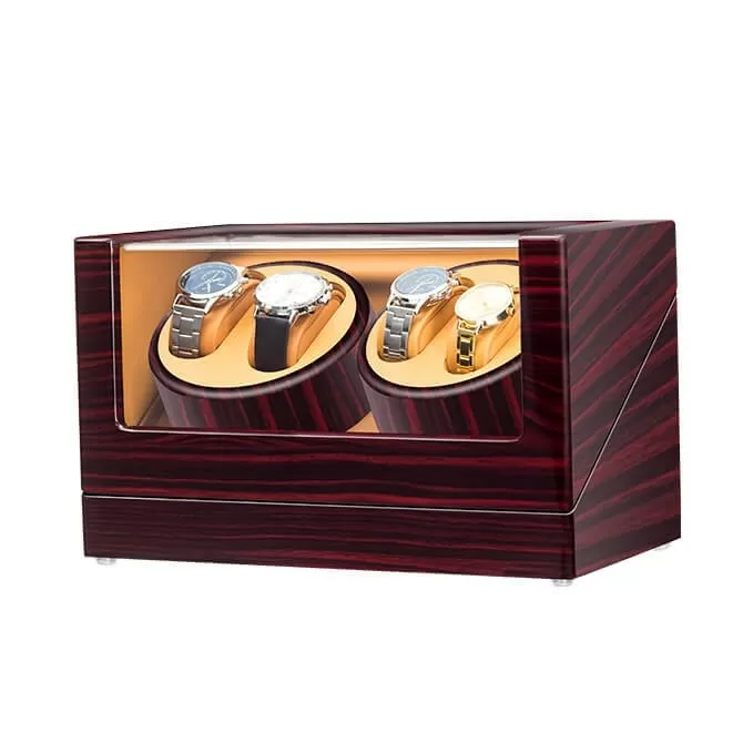 Jqueen Quad Watch Winders Box Wood Red