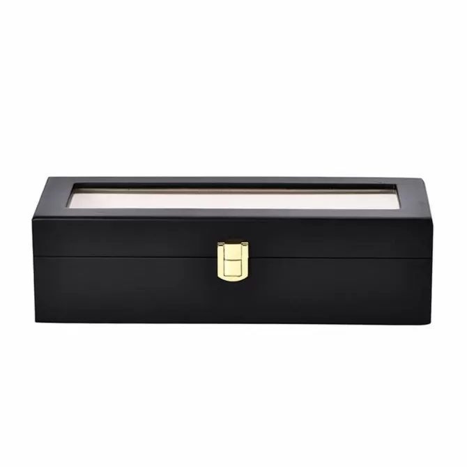 Jqueen the best 6 Watches Box Storage Black Ebony Wood