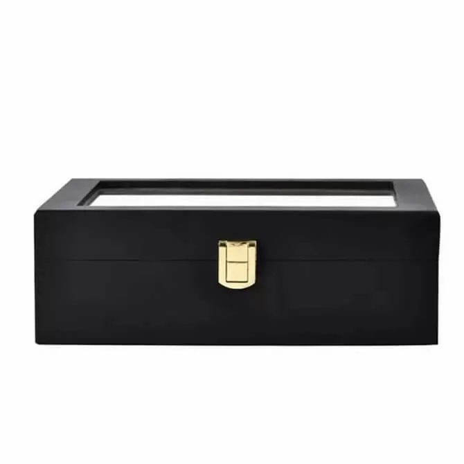 Jqueen 10 Slot Watch Case Box Wood Black