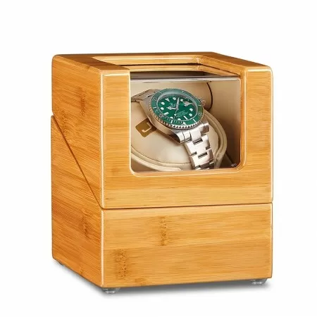 Jqueen Single Watch Winder Box Bamboo Orange