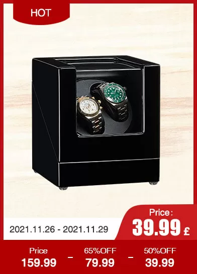 Jqueen Quad Watch Winders Box Wood Black with 3 Watch Storage Spaces